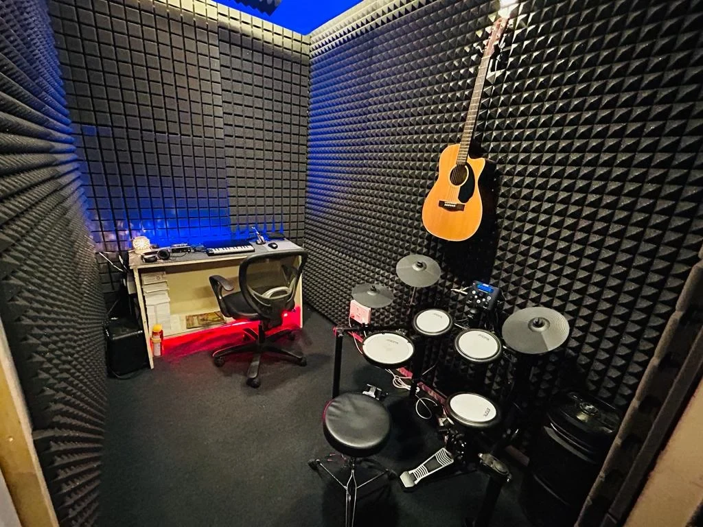 The school practice room and instruments