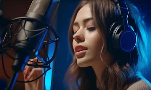 A student singing during vocal practice